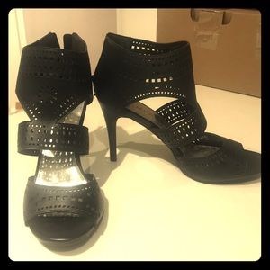 Black Laser Cutout Sandals